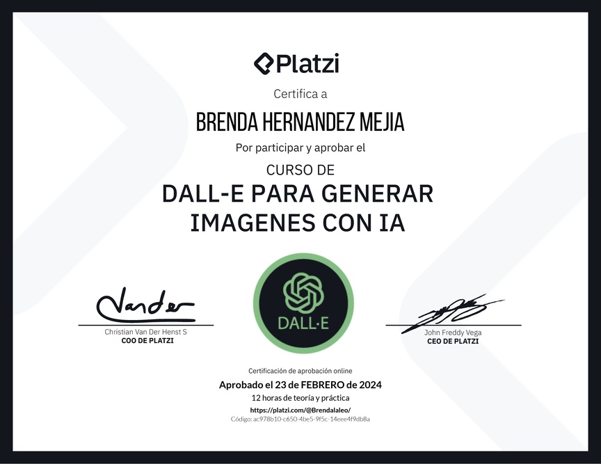 Diploma del Curso de Dall-E para Generar Imágenes con AI