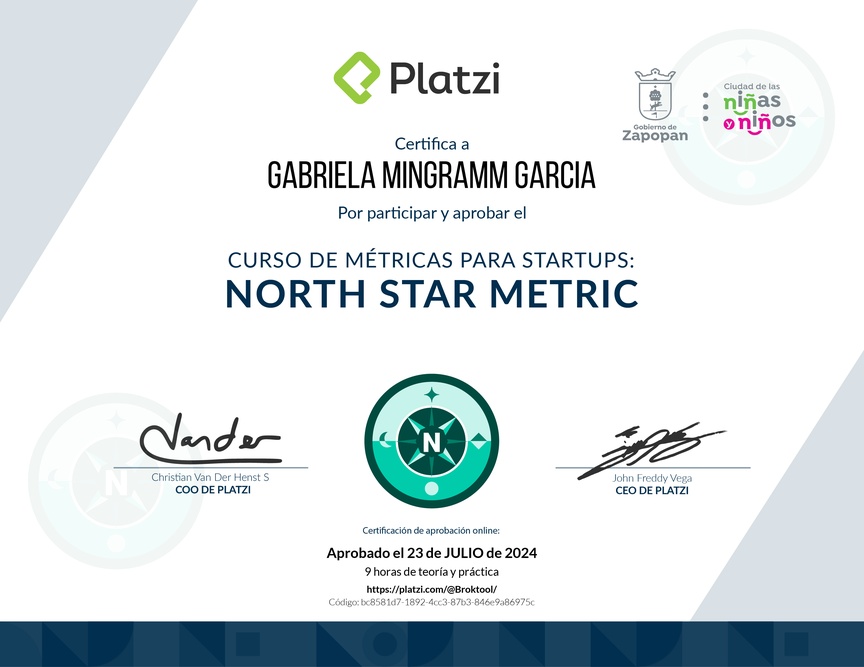 Diploma del Curso de Métricas para Startups en Etapa Temprana