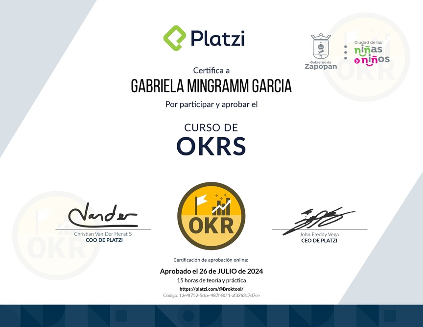 Diploma del Curso de OKRs: Herramienta Clave para Managers