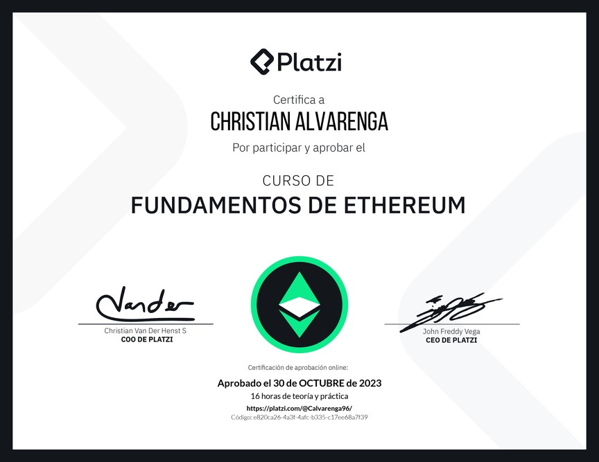 Diploma del Curso de Fundamentos de Ethereum