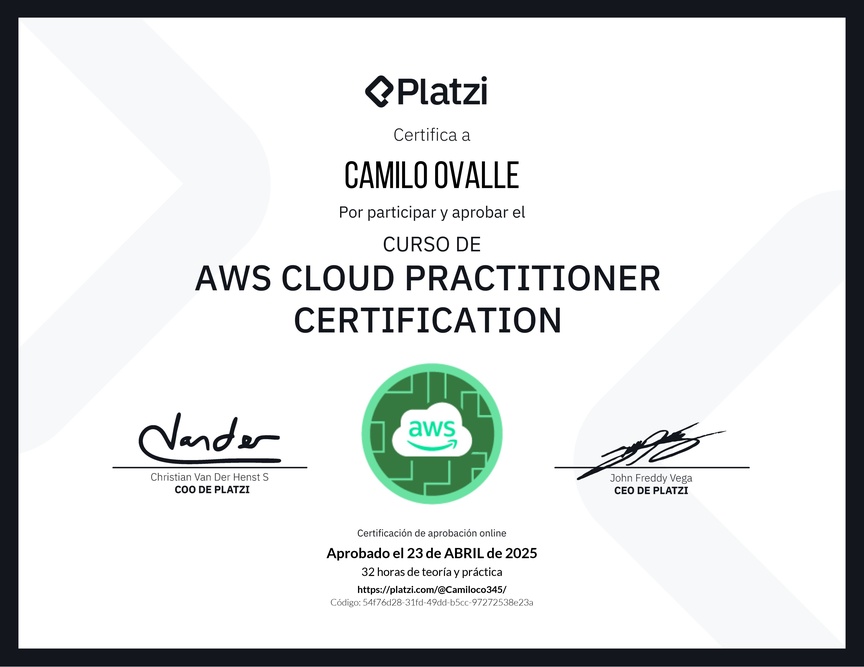 Diploma del Curso AWS Cloud Practitioner Certification