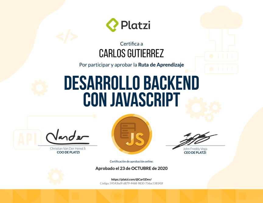 Diploma de la Ruta de Aprendizaje de Node.js: Desarrollo Backend con JavaScript