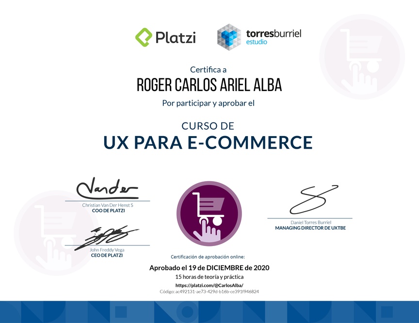 Diploma del Curso de UX para E-Commerce