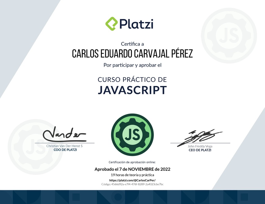 Diploma del Curso Práctico de JavaScript