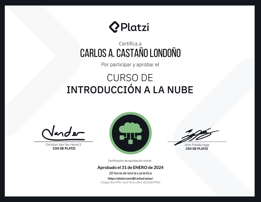 Diploma del Curso de Introducción a la Nube