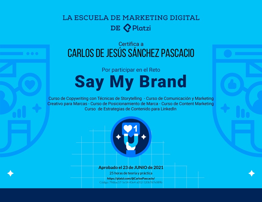 Diploma de Reto de Marca Personal