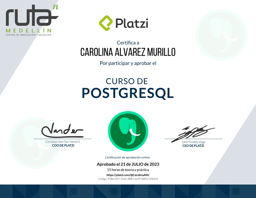 Diploma del Curso de PostgreSQL