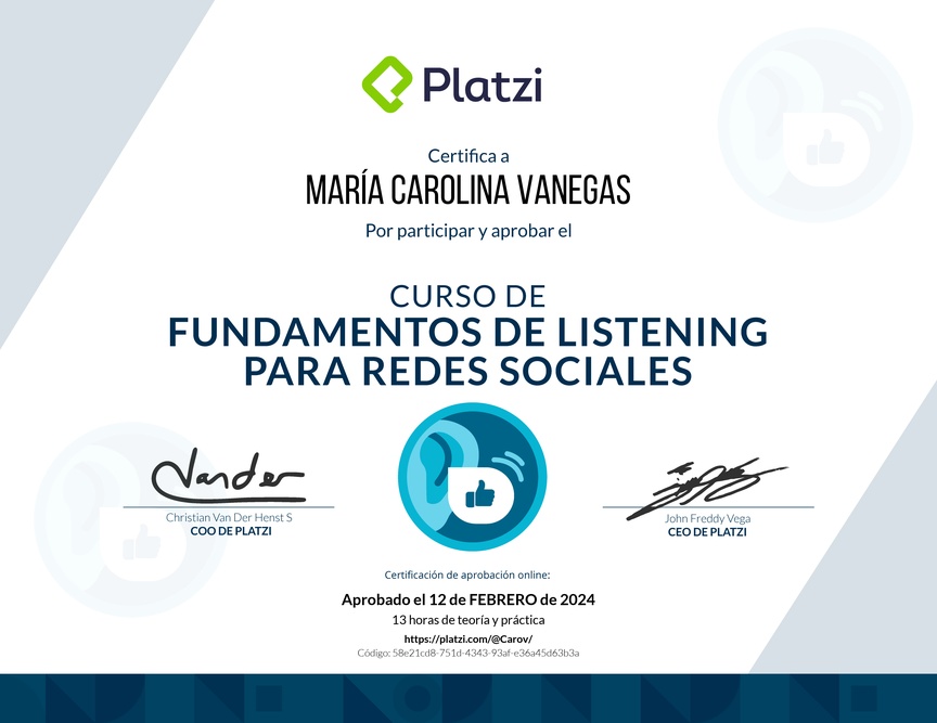 Diploma del Curso de Técnicas de Listening en Redes Sociales