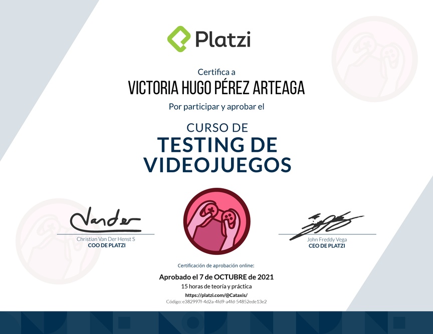 Diploma del Curso de Testing de Videojuegos