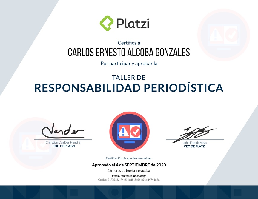 Diploma de Taller de Responsabilidad Periodística