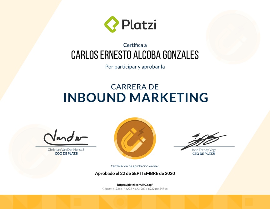 Diploma de la Ruta de Aprendizaje de Inbound Marketing