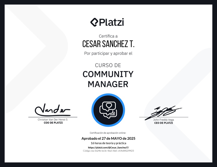 Diploma del Curso de Community Manager