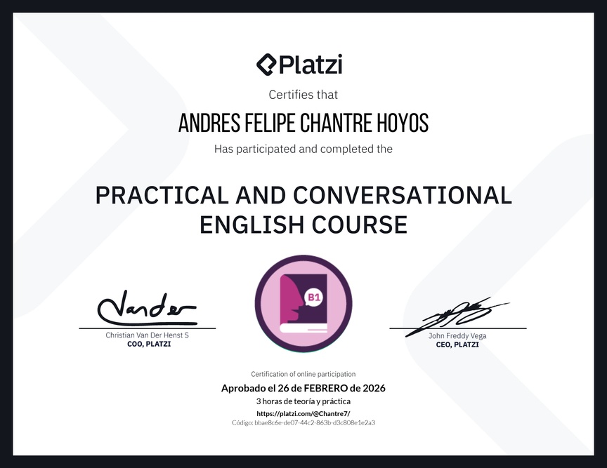 Diploma del Curso de Inglés Práctico y Conversacional