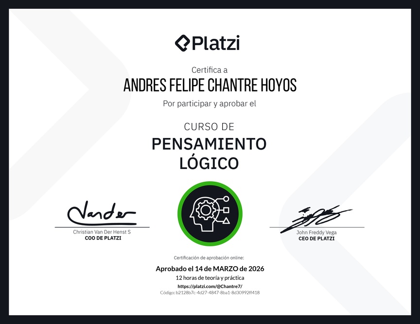 Diploma del Curso de Pensamiento Lógico