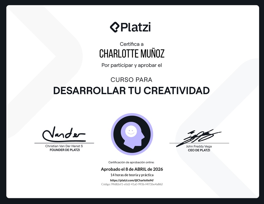 Diploma del Curso para Desarrollar tu Creatividad