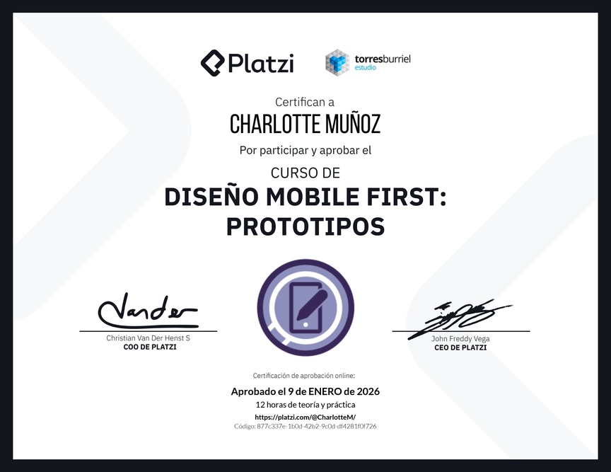 Diploma del Curso de Diseño Mobile First: Prototipos