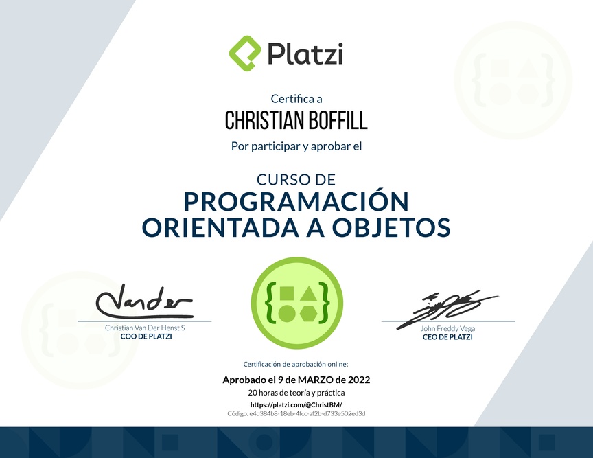 Diploma del Curso de Programación Orientada a Objetos: POO