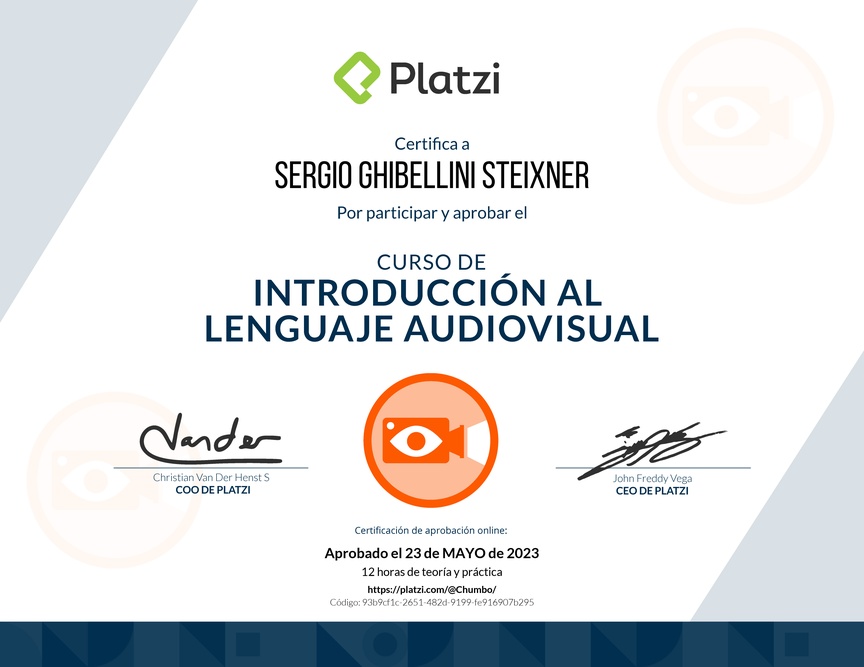 Diploma del Curso de Introducción al Lenguaje Audiovisual