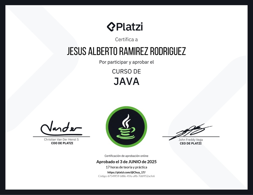 Diploma del Curso de Java