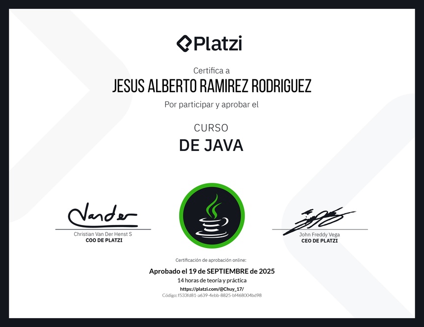 Diploma del Curso de Java