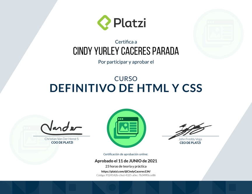 Diploma del Curso Definitivo de HTML y CSS