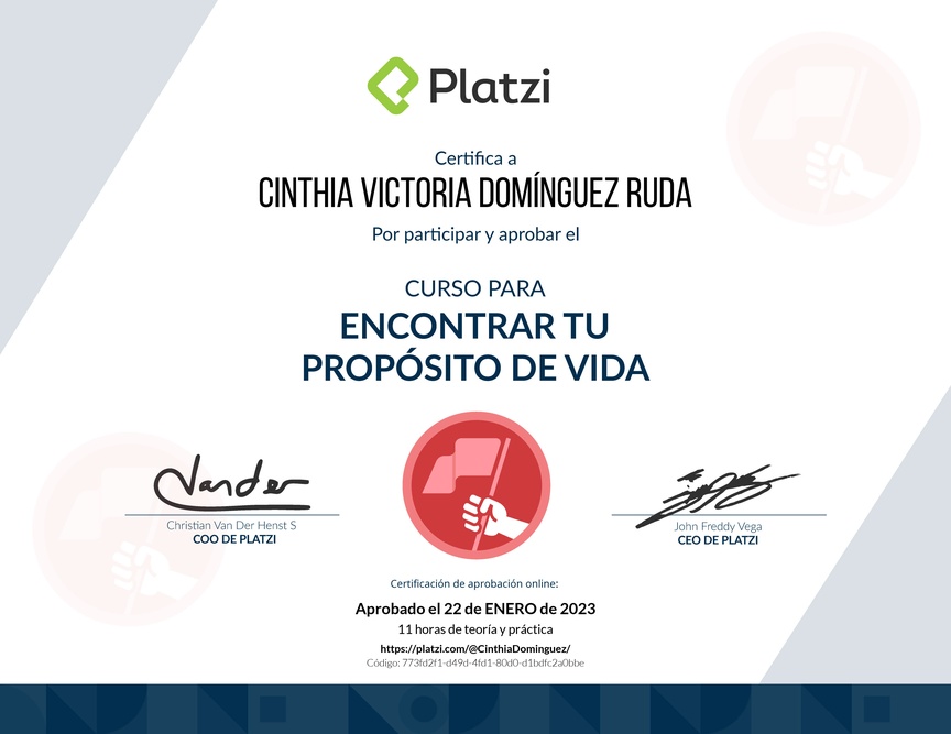 Diploma del Curso para Encontrar tu Propósito de Vida