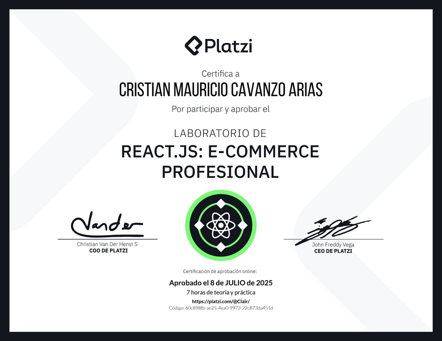 Diploma de Prueba Técnica: E-commerce Profesional con React.js