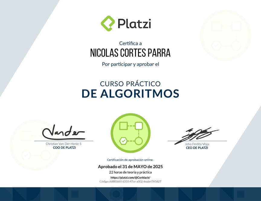 Diploma del Curso Práctico de Estructuras de Datos y Algoritmos