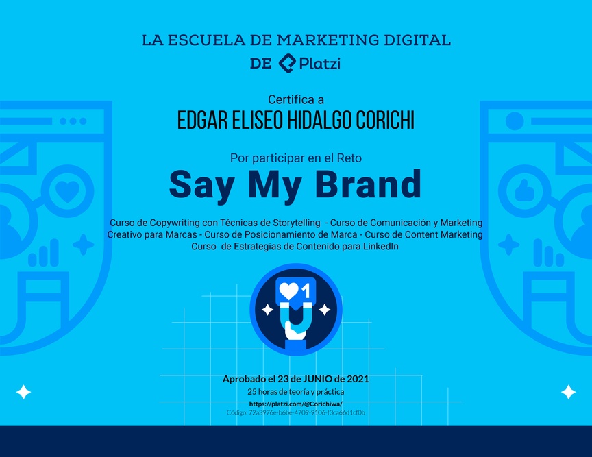 Diploma de Reto de Marca Personal