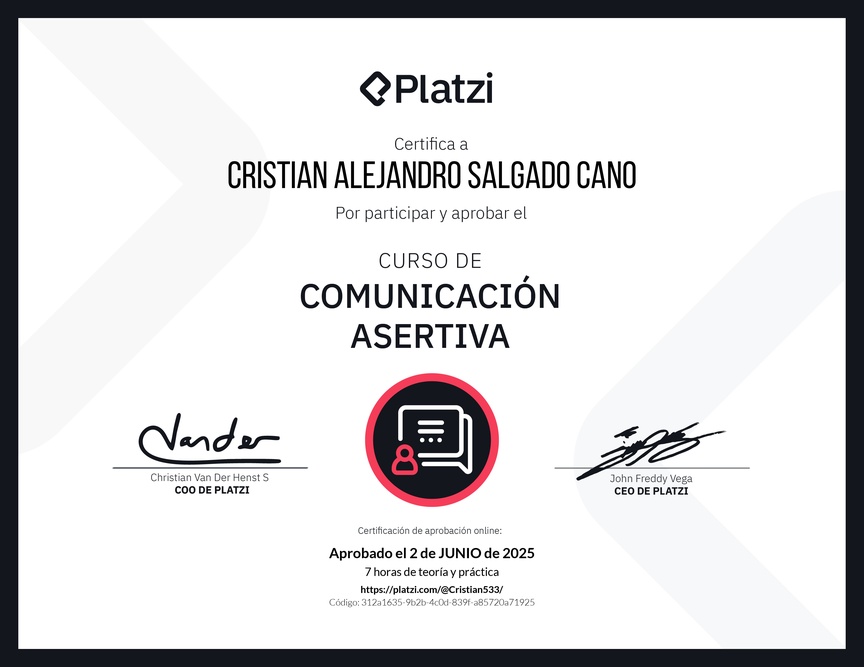 Diploma del Curso de Comunicación Asertiva