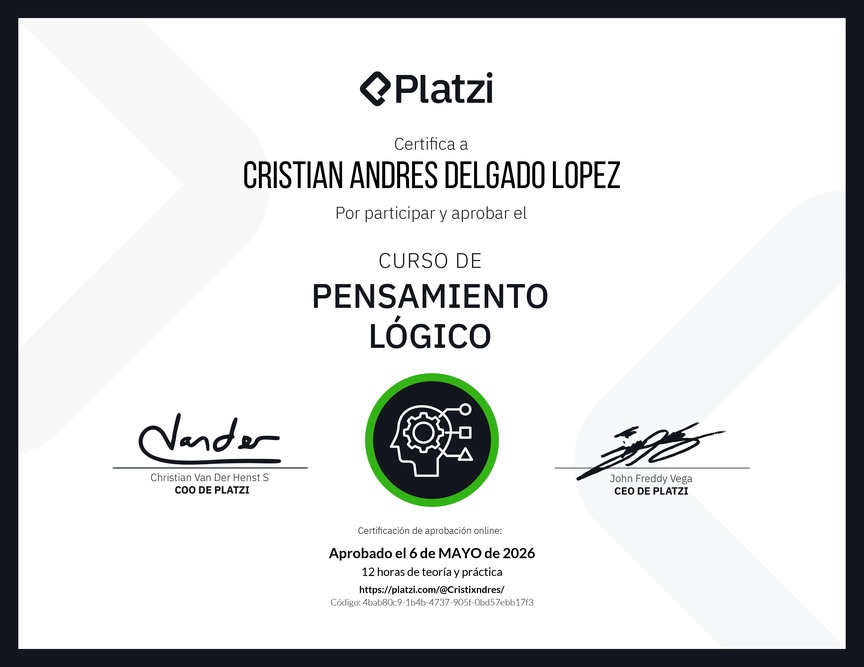 Diploma del Curso de Pensamiento Lógico