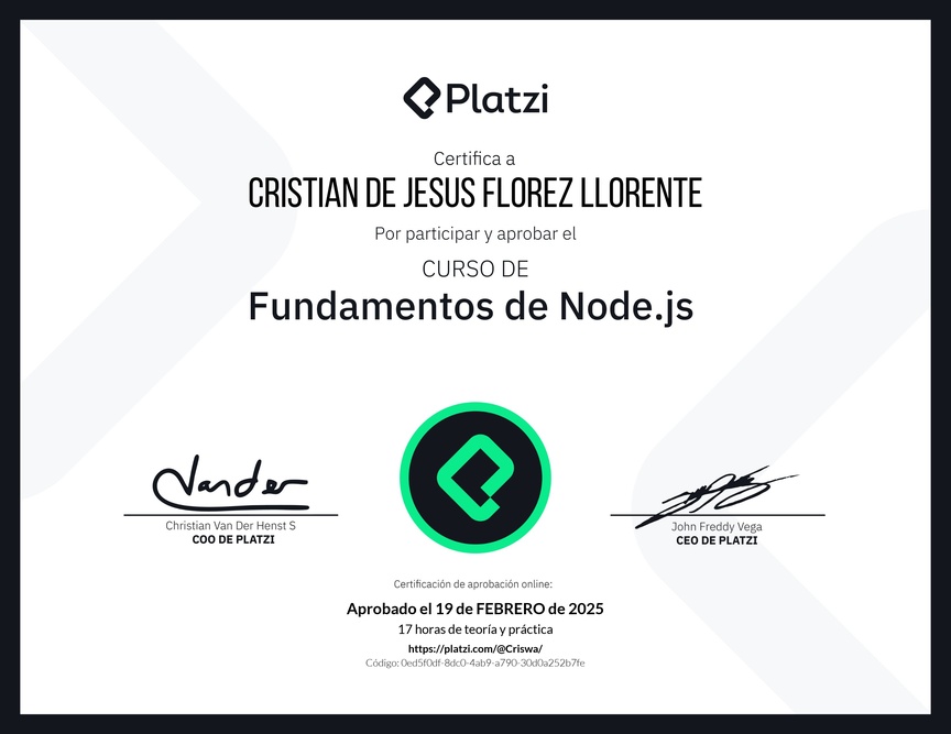 Diploma del Curso de Fundamentos de Node.js