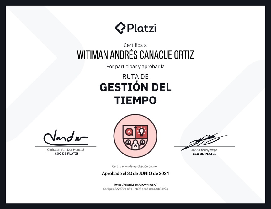 Diploma de la Ruta de Aprendizaje de Gestión del tiempo