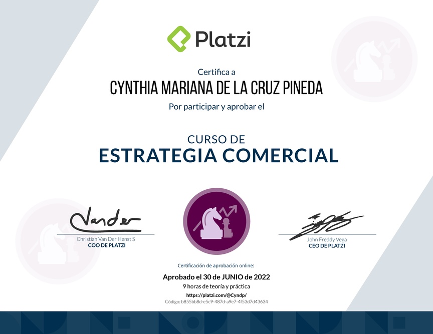 Diploma del Curso de Estrategia Comercial (2018)