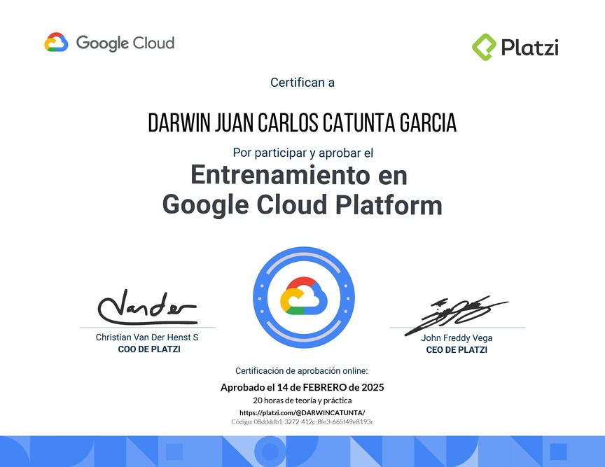 Diploma de Entrenamiento de Google Cloud Platform