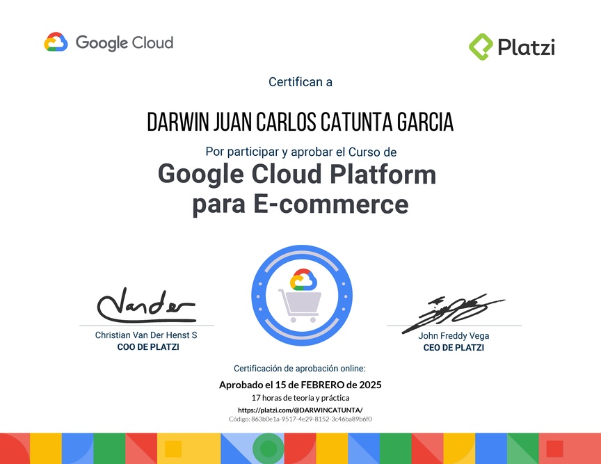 Diploma del Curso de Google Cloud Platform para E-commerce