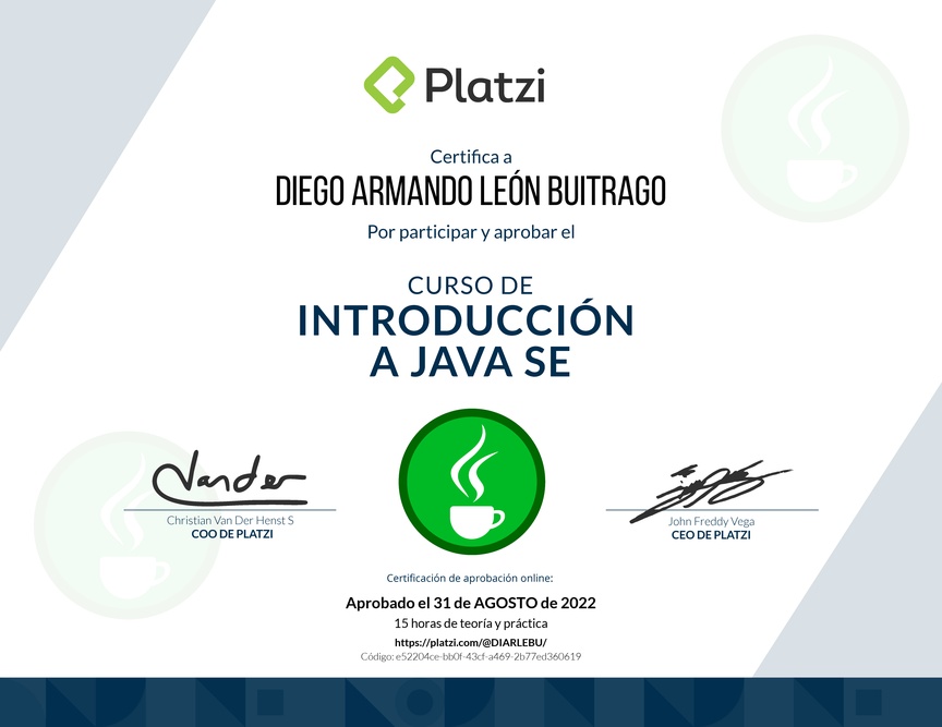 Diploma del Curso de Introducción a Java
