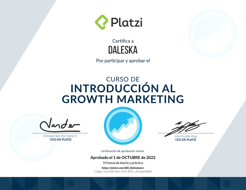 Diploma del Curso de Introducción al Growth Marketing