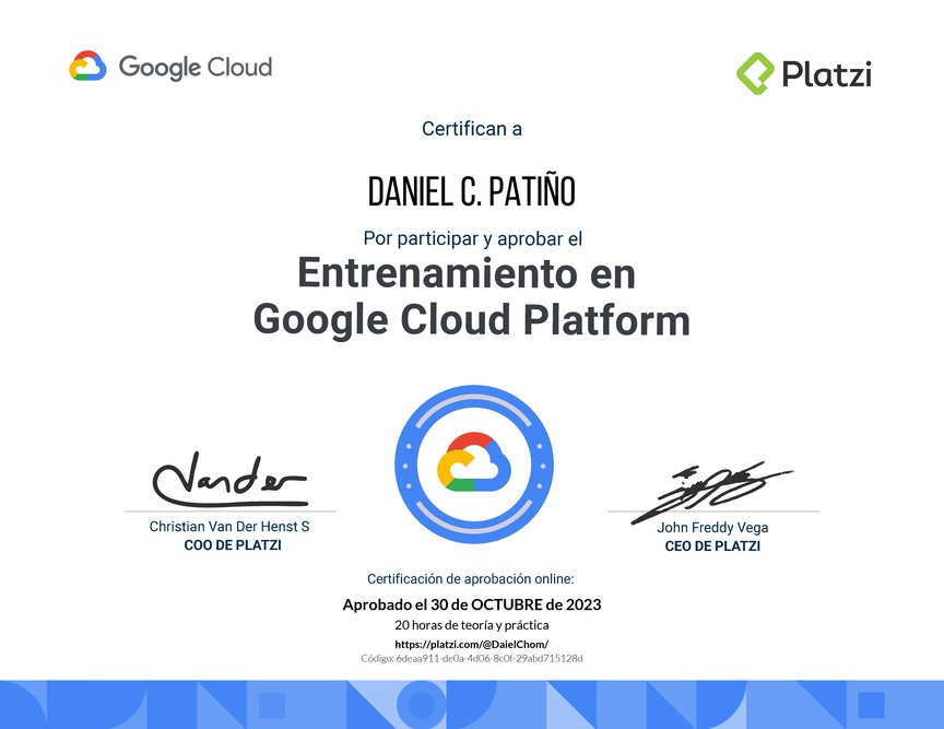 Diploma de Entrenamiento de Google Cloud Platform