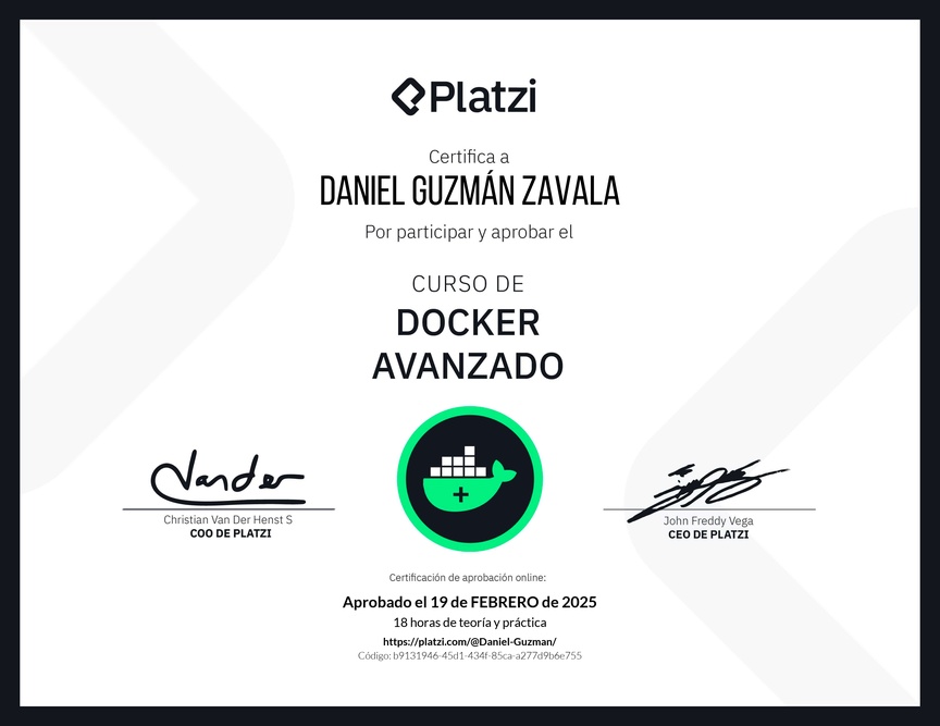 Diploma del Curso de Docker Avanzado