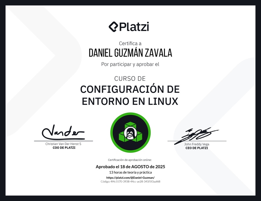 Diploma del Curso de Configuración de Entorno en Linux