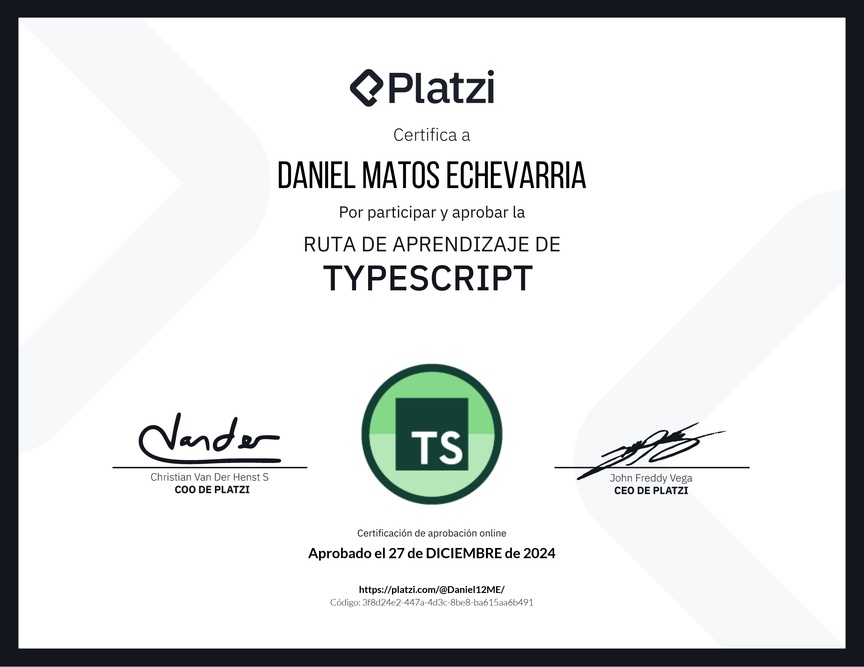 Diploma de la Ruta de Aprendizaje de TypeScript