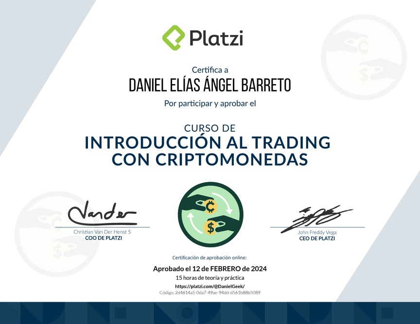 Diploma del Curso de Introducción al Trading con Criptomonedas