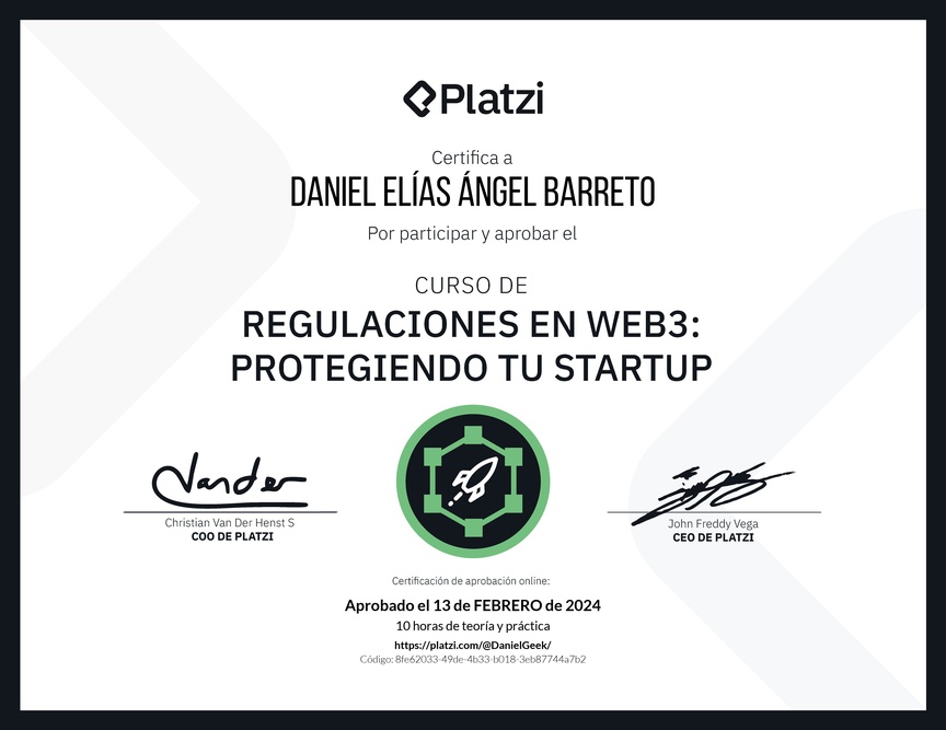 Diploma del Curso de Regulaciones en Web3: Protegiendo tu Startup