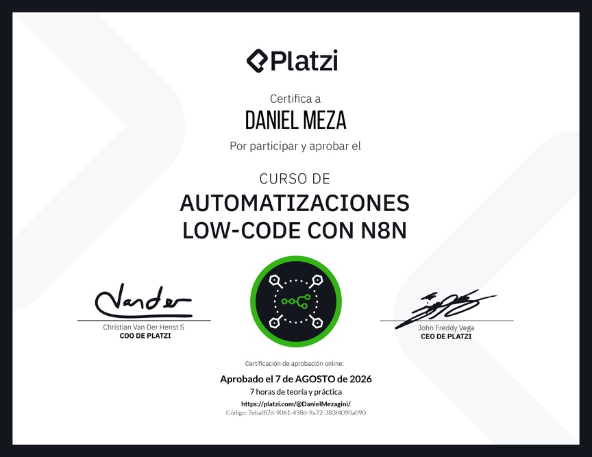 Diploma del Curso de Automatizaciones con n8n