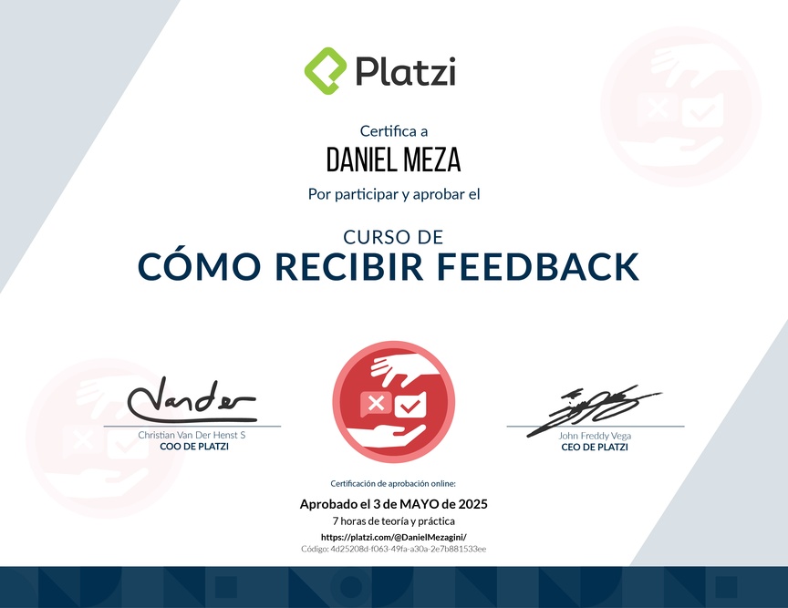 Diploma de Audiocurso de Cómo Recibir Feedback