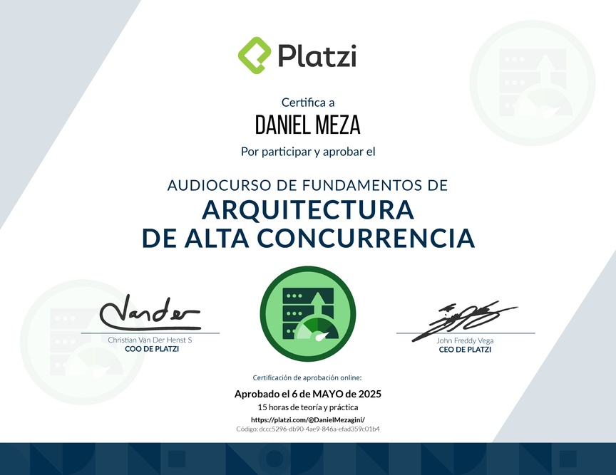 Diploma de Audiocurso de Fundamentos de Arquitectura de Alta Concurrencia