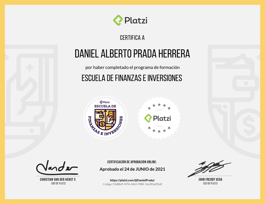 Diploma de la Ruta de Aprendizaje de Finanzas e Inversiones