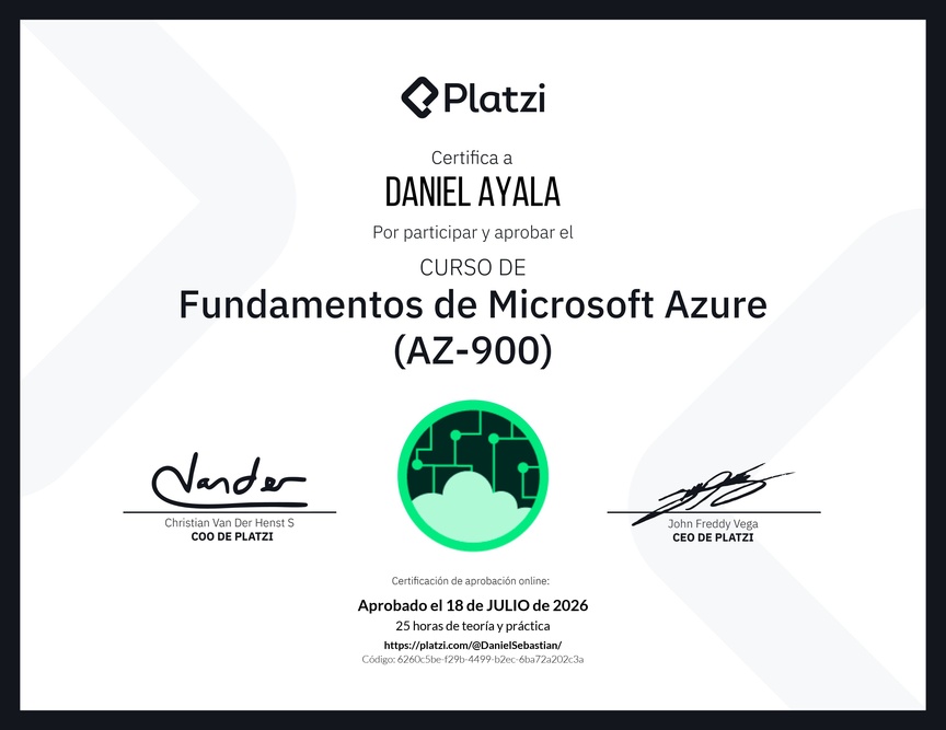 Diploma del Curso de Fundamentos de Microsoft Azure (AZ-900)
