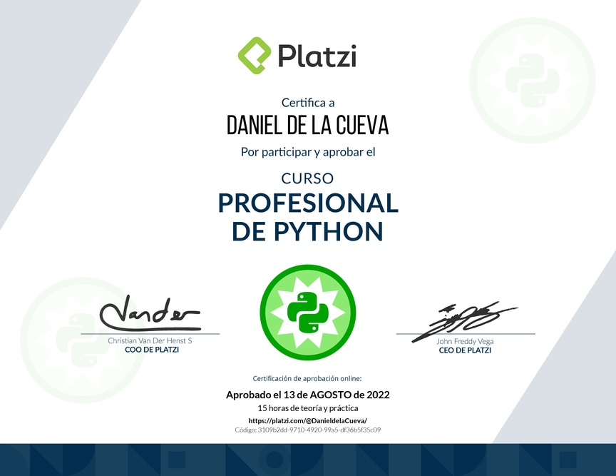 Diploma del Curso Profesional de Python